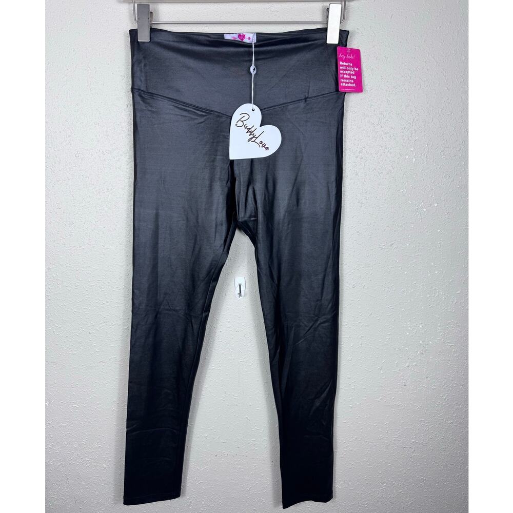 NWT Buddy Love Faux Leather Shimmering Leggings Womens Size Large